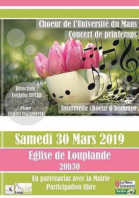 Concert du Choeur de l'Université du Mans, samedi 30 mars 2019; église de Louplande (Sarthe, France) - direction Evelyne Béché