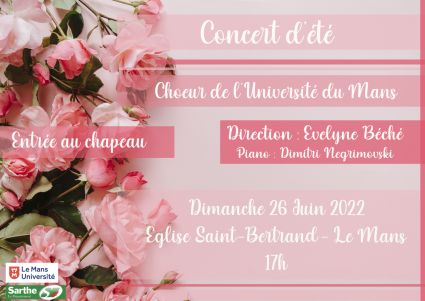 Concert du Choeur de l'Université du Mans, dimanche 26 juin 2022, église St-Bertrand, Le Mans (Sarthe, France) - direction Evelyne Béché