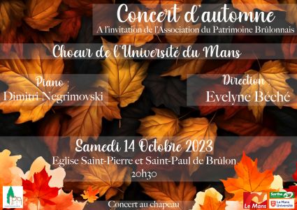 Concert du choeur de l'université du Mans, dirigé par Evelyne Béché - samedi 14 octobre 2023, Brûlon