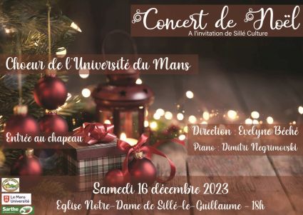 Concert de Noël du choeur de l'université du Mans, dirigé par Evelyne Béché - samedi 16 décembre 2023, Sillé-le-Guillaume