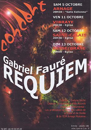 Requiem de Gabriel Fauré - choeurs Emichante et chorale Mille Accords - direction Evelyne Béché. octobre et novembre 2013