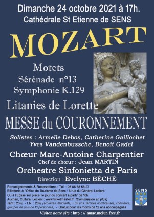 Concert du Choeur Marc-Antoine Charpentier de Melun avec orchestre, dirigés par Evelyne Béché - Cathédrale de Sens, dimanche 24 octobre 2021
