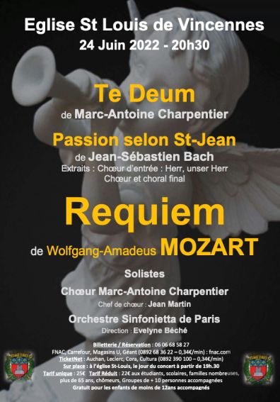 Concert du Choeur Marc-Antoine Charpentier de Melun avec orchestre, dirigés par Evelyne Béché - Eglise St-Louis, Vincennes, vendredi 24 juin 2022