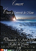 poster concert Le Croisic (Loire Atlantique, France), Choir of the University of Maine, conducted by Evelyne Béché, 11th April 2010
