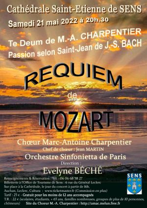 Requiem Mozart, Te Deum Charpentier with the Choir Marc-Antoine Charpentier and the orchestra Sinfonietta from Paris, conducted by Evelyne Béché