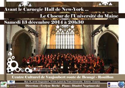 Affiche du Choeur de l'Université du Maine - Evelyne Béché - Espace Vaujoubert - 13 décembre 2014 - Rouillon