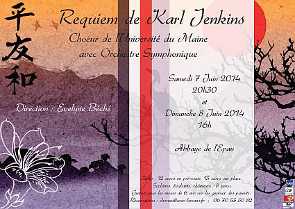 Requiem de Jenkins - Choeur de l'Université du Maine dirigé par Evelyne Béché - 7 et 8 juin 2014 - Abbaye de l'Epau - Le Mans - Sarthe - France