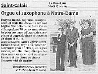 article Maine Libre - récital chant, saxophone, piano, orge - Evelyne Béché - Boris Bouchevreau