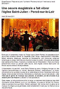 article ouest-france 29/03/2011 ; misatango Palmeri, chorale Emichante dirigée par Evelyne Béché