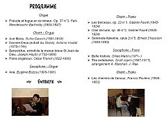 programme du récital chant, saxophone, piano, orgue, Evelyne Béché, Boris Bouchevreau, mars 2010, Le Mans, Sarthe