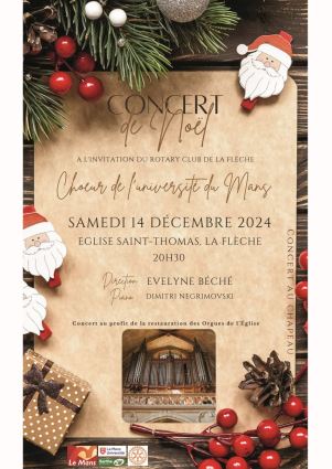 Concert de Nol du choeur de l'universit du Mans, dirig par Evelyne Bch - samedi 14 dcembre 2024, La Flche